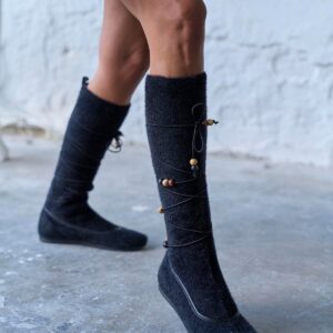 ELORA BLACK KNITWEAR BOOTS