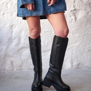 JENA BLACK LEATHER BOOTS