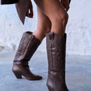 TASEL BROWN LEATHER COWBOY BOOTS