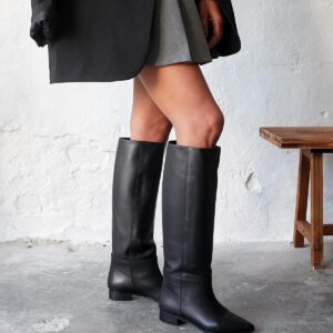 TATTO BLACK LEATHER BOOTS