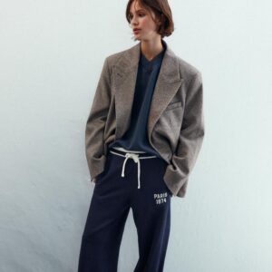 HERRINGBONE BLAZER WITH SHOULDER PADS