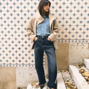 CROPPED WOOL COAT WITH HIGH NECK