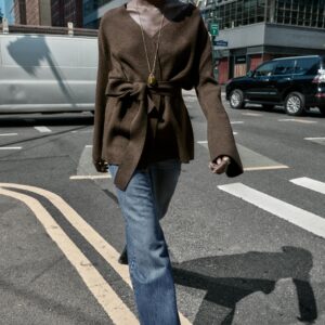 BELTED KNIT CARDIGAN