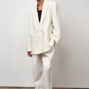 ZW COLLECTION DOUBLE-BREASTED LINEN BLEND BLAZER