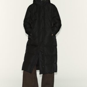 LONG HOODED WATER REPELLENT WINDPROOF PUFFER JACKET