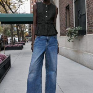 STRUCTURED WAISTCOAT WITH METALLIC THREAD BELT