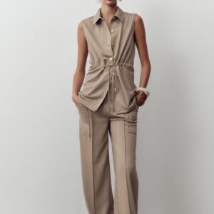 BUTTONED TWILL WAISTCOAT