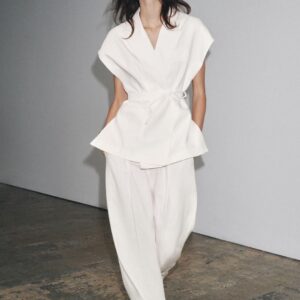 ZW COLLECTION LINEN BLEND DOUBLE-BREASTED WAISTCOAT