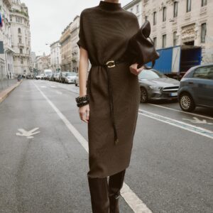 KNIT DRESS WITH BELT