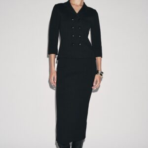 DOUBLE-BREASTED KNIT BLAZER