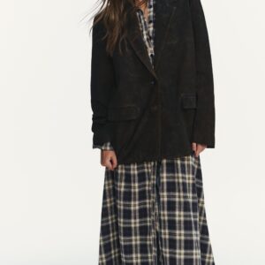 100% LEATHER SUEDE POCKET BLAZER