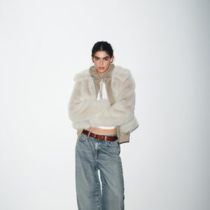 SHORT FAUX FUR COAT WITH ZIP