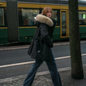 QUILTED ANORAK WITH FAUX FUR HOOD, WATER AND WIND PROTECTION