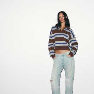 STRIPED KNIT POLO SHIRT