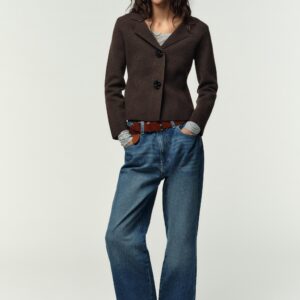 KNIT BLAZER WITH RHINESTONE BUTTONS