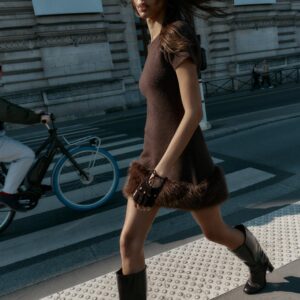 KNIT DRESS WITH FAUX FUR DETAIL