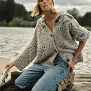 POINTELLE THICK KNIT CARDIGAN