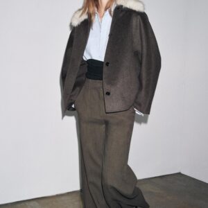 COAT WITH FAUX FUR COLLAR ZW COLLECTION