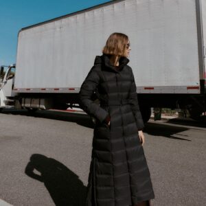 HOODED BELTED WATER-REPELLENT WINDPROOF DOWN PUFFER JACKET