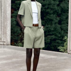 SHORT SLEEVE LINEN BLEND BLAZER