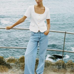 SQUARE NECK SHORT SLEEVE BLAZER