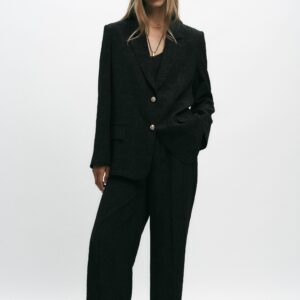 OVERSIZE JACQUARD BLAZER WITH SHOULDER PADS