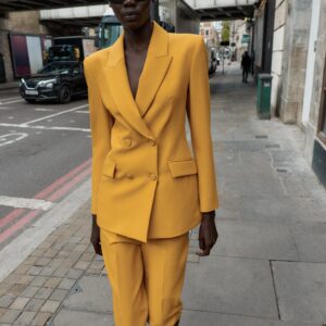 DOUBLE-BREASTED BLAZER WITH SHOULDER PADS