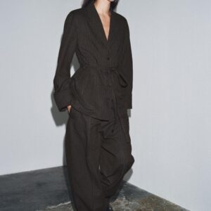 HERRINGBONE BLAZER WITH BELT ZW COLLECTION