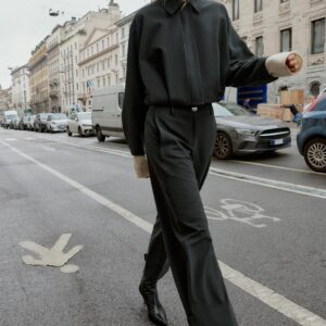 SHORT PINSTRIPE BALLOON BOMBER JACKET