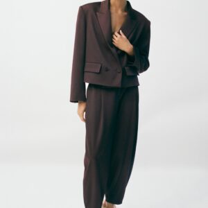 DOUBLE-BREASTED SATIN BLAZER