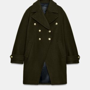 ASYMMETRIC WOOL BLEND COAT WITH BUTTONS ZW COLLECTION