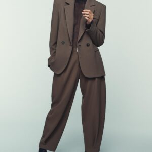 DOUBLE-BREASTED BLAZER WITH SHOULDER PADS