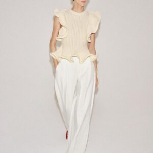 KNIT TOP WITH WAVY TRIMS