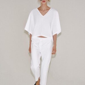 COTTON T-SHIRT AND TROUSERS SET - WHITE