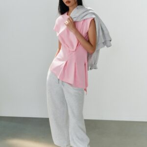 ASYMMETRIC PLEATED T-SHIRT
