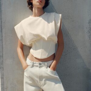 RIBBED CORSETRY-INSPIRED TOP