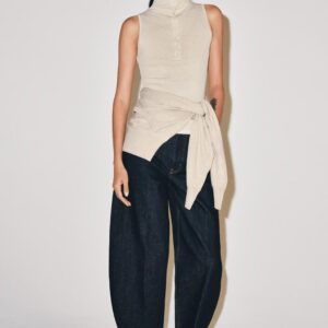 BUTTONED HIGH NECK TOP