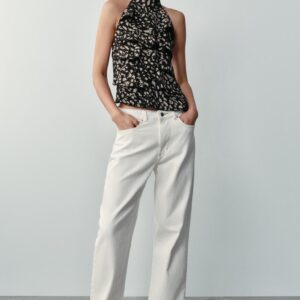 RUFFLED POLKA DOT HALTER TOP