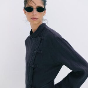 ZW COLLECTION 100% LINEN WRAP BLOUSE