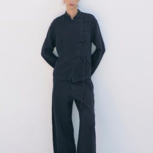 ZW COLLECTION 100% LINEN BARREL TROUSERS
