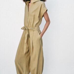 BELTED ZIP JUMPSUIT