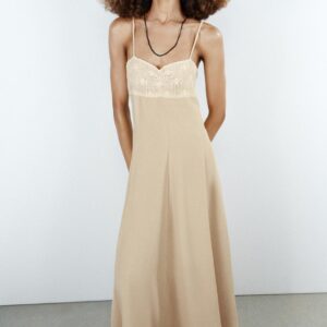 CONTRASTING STRAPPY MIDI DRESS