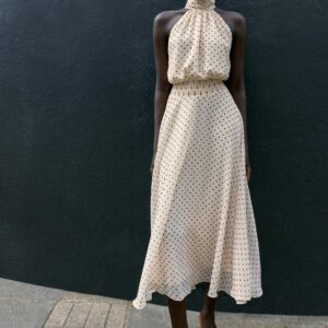 POLKA DOT HALTER MIDI DRESS