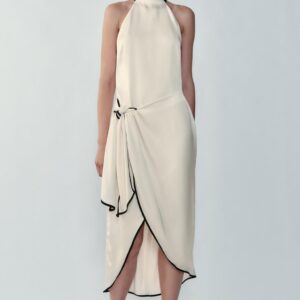 MIDI DRESS WITH CONTRAST PIPING
