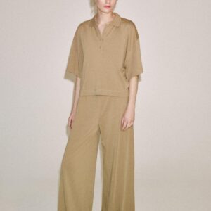 T-SHIRT AND WIDE-LEG TROUSERS SET - CAMEL