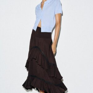 RUFFLED MIDI SKIRT