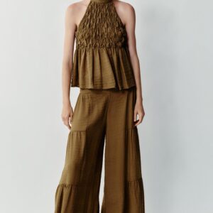 GATHERED HALTER TOP