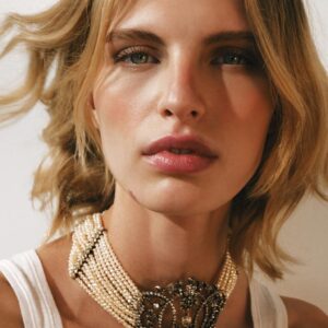 FAUX PEARL AND JEWEL CHOKER NECKLACE