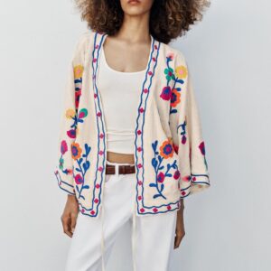 FLORAL EMBROIDERED KIMONO