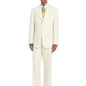 RELAXED FIT HERRINGBONE LINEN - WOOL SUIT TROUSERS